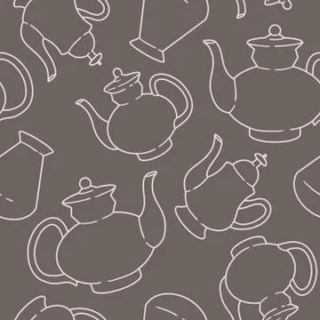 Vector seamless pattern with kettles Stock Illustration