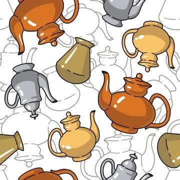 Vector seamless pattern with kettles Illustrazione stock