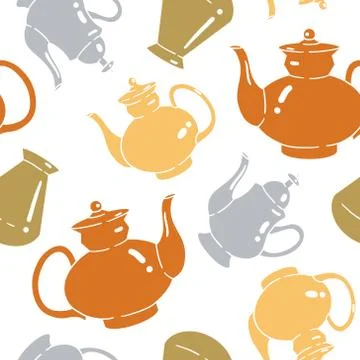 Vector seamless pattern with kettles Stock Illustration