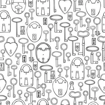 Vector  seamless pattern with keys. Stock Illustration