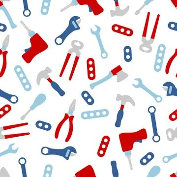 Vector seamless pattern kid toy tools childhood Stock Illustration