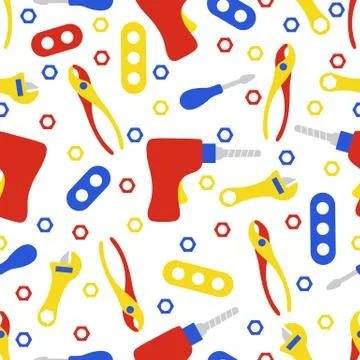 Vector seamless pattern kid toy tools childhood Stock Illustration