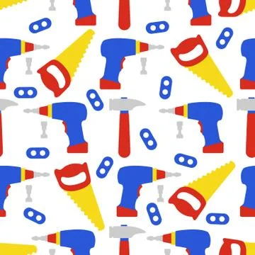 Vector seamless pattern kid toy tools childhood Stock Illustration