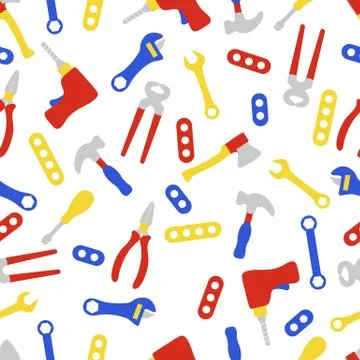 Vector seamless pattern kid toy tools childhood Illustrazione stock