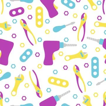 Vector seamless pattern kid toy tools childhood Stock Illustration