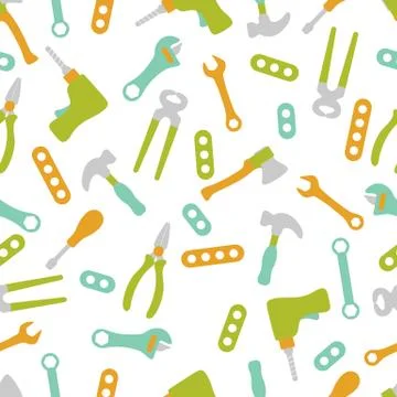 Vector seamless pattern kid toy tools childhood Stock Illustration