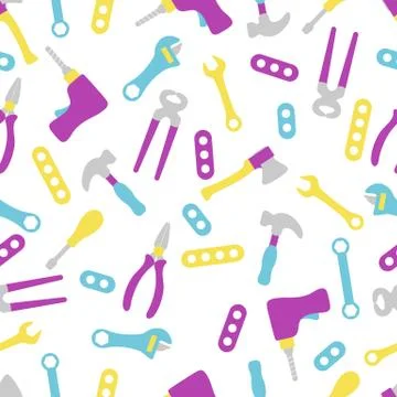 Vector seamless pattern kid toy tools childhood Stock Illustration