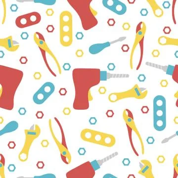 Vector seamless pattern kid toy tools childhood Stock Illustration