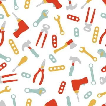 Vector seamless pattern kid toy tools childhood Stock Illustration