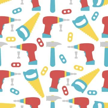 Vector seamless pattern kid toy tools childhood Stock Illustration