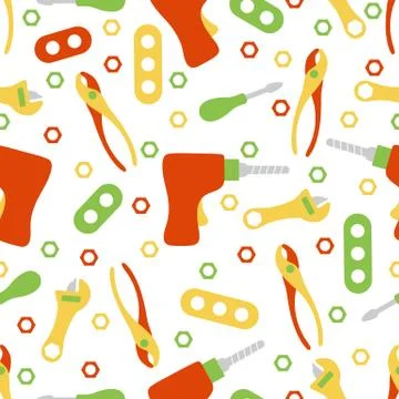 Vector seamless pattern kid toy tools childhood Stock Illustration