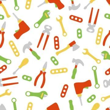 Vector seamless pattern kid toy tools childhood Stock Illustration