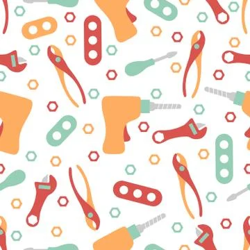 Vector seamless pattern kid toy tools childhood Illustrazione stock