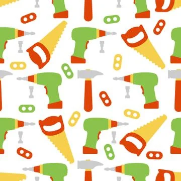 Vector seamless pattern kid toy tools childhood Stockillustratie