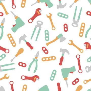 Vector seamless pattern kid toy tools childhood Stock Illustration