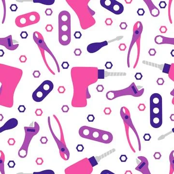 Vector seamless pattern kid toy tools childhood Stock Illustration