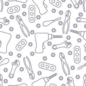 Vector seamless pattern kid toy tools childhood Stock Illustration