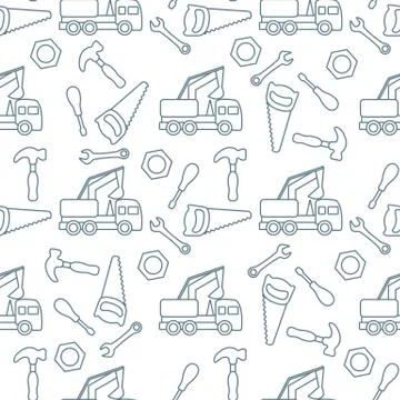 Vector seamless pattern kid toys Car, tools イラスト素材