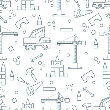 Vector seamless pattern kid toys Car, tools, crane イラスト素材