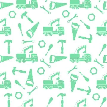Vector seamless pattern kid toys Car, tools Stock Illustration