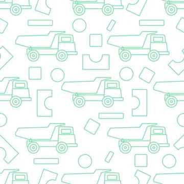 Vector seamless pattern kid toys Dump truck blocks Stock Illustration