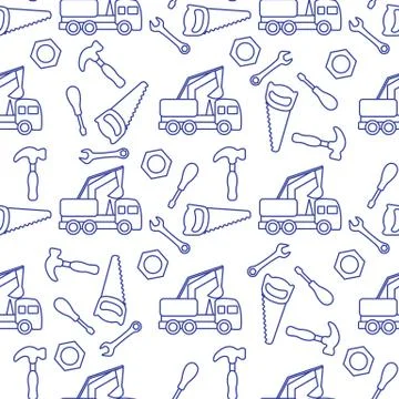 Vector seamless pattern kid toys Car, tools Stock Illustration