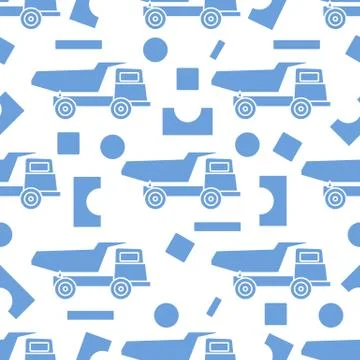 Vector seamless pattern kid toys Dump truck blocks Illustrazione stock