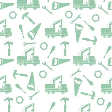 Vector seamless pattern kid toys Car, tools Stock Illustration