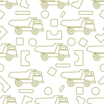 Vector seamless pattern kid toys Dump truck blocks Illustrazione stock