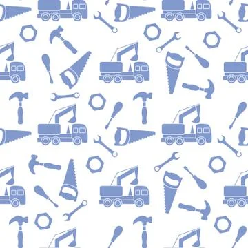 Vector seamless pattern kid toys Car, tools Stock Illustration