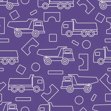 Vector seamless pattern kid toys Dump truck blocks Stock Illustration
