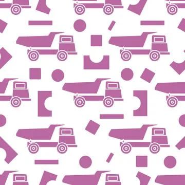 Vector seamless pattern kid toys Dump truck blocks Stock Illustration