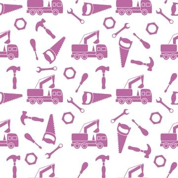 Vector seamless pattern kid toys Car, tools Stock Illustration