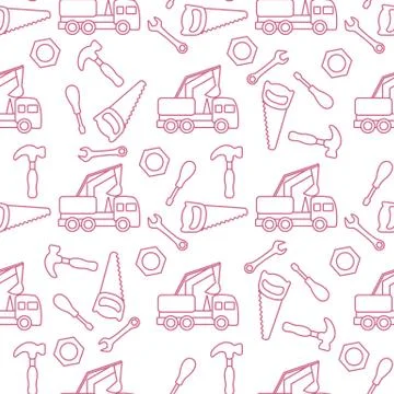 Vector seamless pattern kid toys Car, tools Illustrazione stock