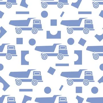 Vector seamless pattern kid toys Dump truck blocks Stock Illustration