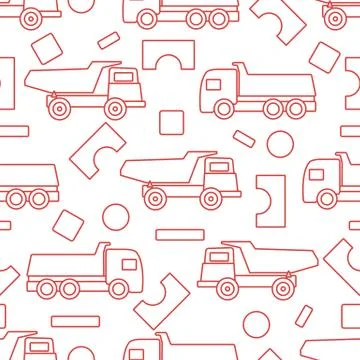 Vector seamless pattern kid toys Dump truck blocks 스톡 일러스트