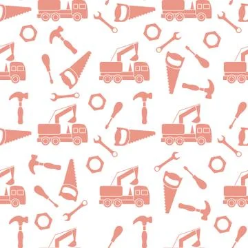 Vector seamless pattern kid toys Car, tools Stock Illustration