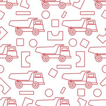 Vector seamless pattern kid toys Dump truck blocks Illustrazione stock