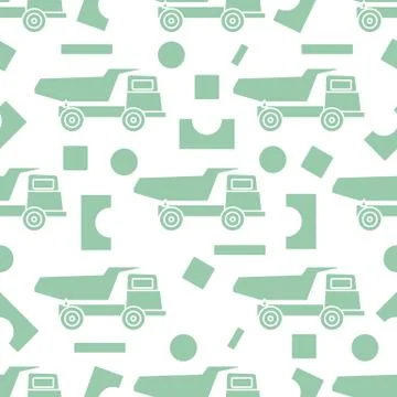 Vector seamless pattern kid toys Dump truck blocks Illustrazione stock