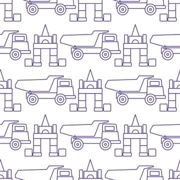 Vector seamless pattern kid toys Dump truck blocks Illustrazione stock