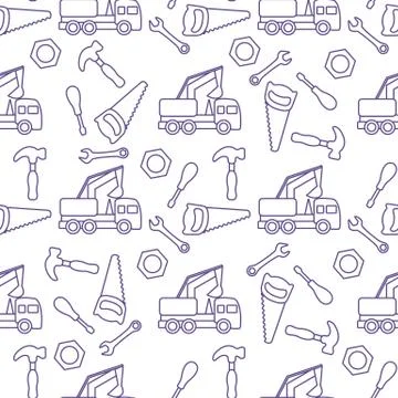 Vector seamless pattern kid toys Car, tools Stock Illustration