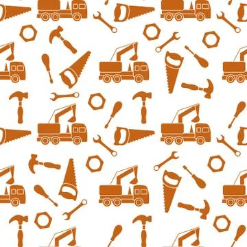 Vector seamless pattern kid toys Car, tools Stock Illustration