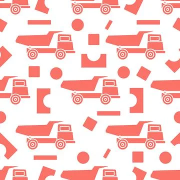 Vector seamless pattern kid toys Dump truck blocks Stock Illustration