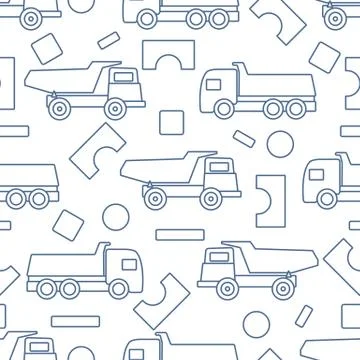 Vector seamless pattern kid toys Dump truck blocks Illustrazione stock