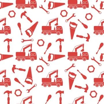 Vector seamless pattern kid toys Car, tools Stock Illustration