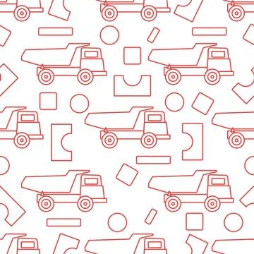 Vector seamless pattern kid toys Dump truck blocks Stock Illustration