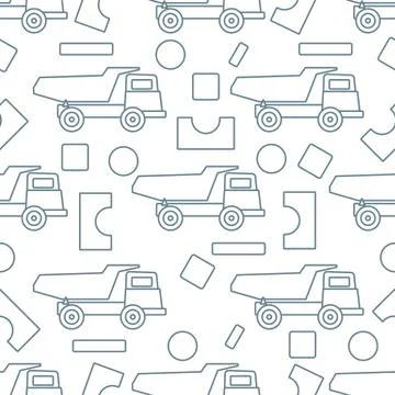 Vector seamless pattern kid toys Dump truck blocks Stock Illustration