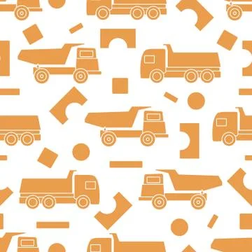 Vector seamless pattern kid toys Dump truck blocks Stock Illustration