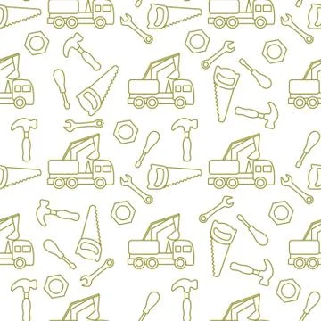 Vector seamless pattern kid toys Car, tools Stock Illustration