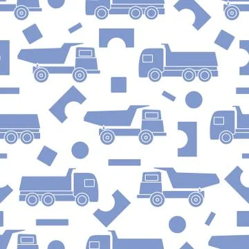 Vector seamless pattern kid toys Dump truck blocks Illustrazione stock